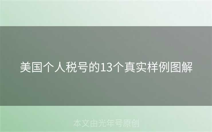 美国个人税号的13个真实样例图解